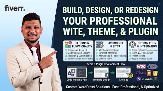build or design wordpress custom theme, plugin, functionality and website
