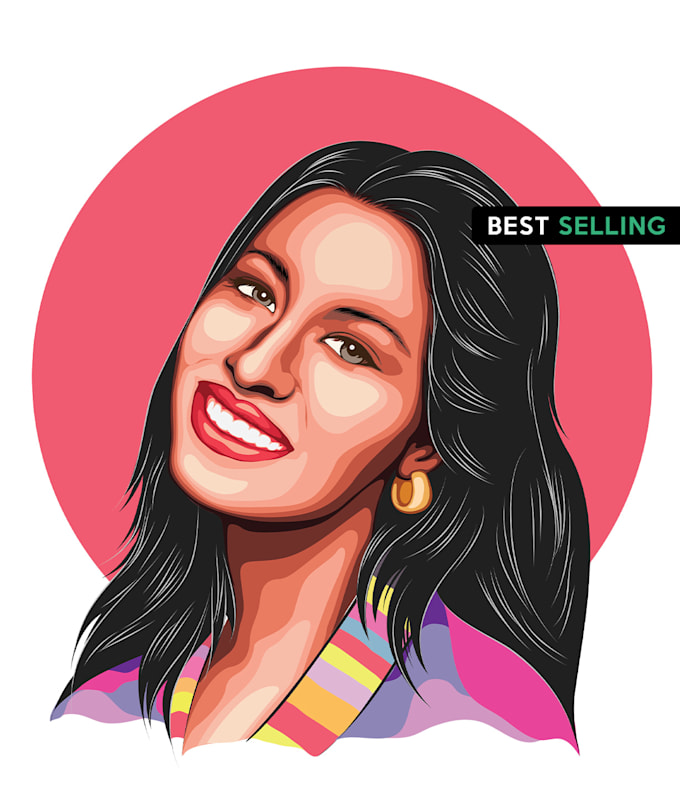 make a portrait painting illustration in vector art