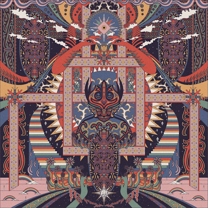 do cultural colorfull artwork in psychedelic style