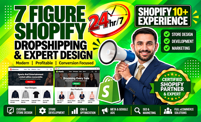 design or redesign shopify store, build shopify website, copy dropshipping store