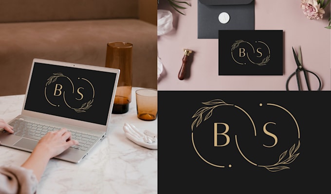 modern line art text or badge logo design