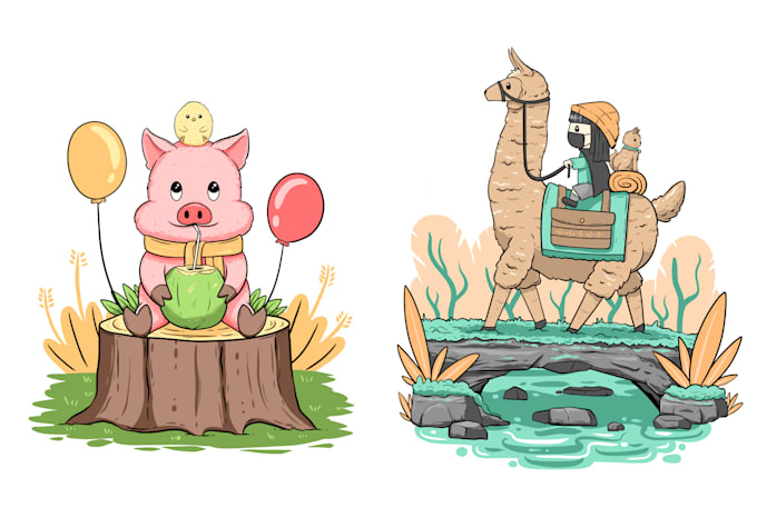 draw cute pet animal illustration