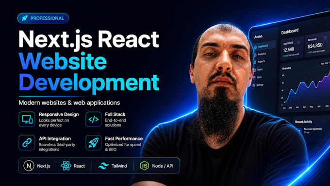 develop a modern next js react website or web application