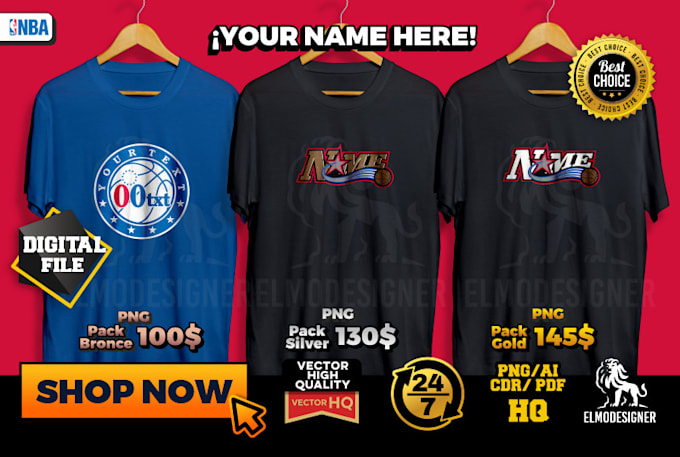 design a custom nba logo like phila sixers with your name