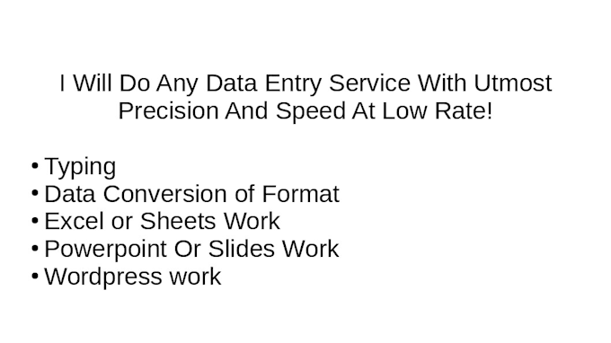 do express data entry,PDF conversion, excel,PPT work