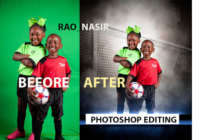 do photoshop editing and remove the green screen background
