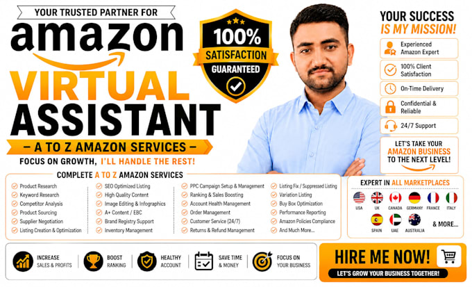 be your amazon virtual assistant for a to z seller account management