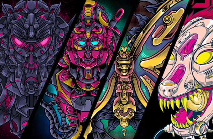 draw a detailed robot illustration in my style