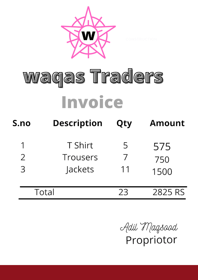 create a professional invoice design and letterhead