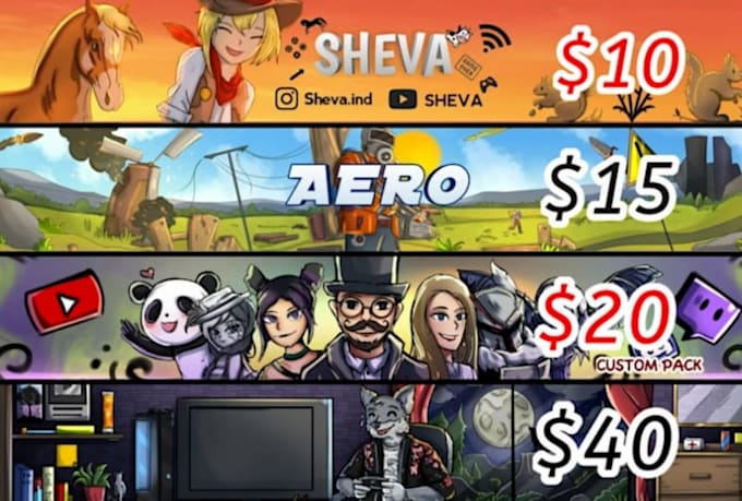 draw design your youtube, twitch or any web banner