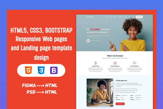 Your design amazing website using html, css, bootstrap template and ...