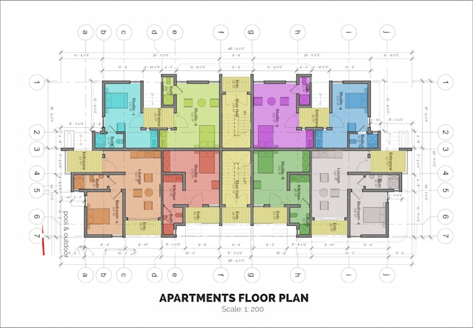 draw 2d architectural floor plan and elevations in autocad