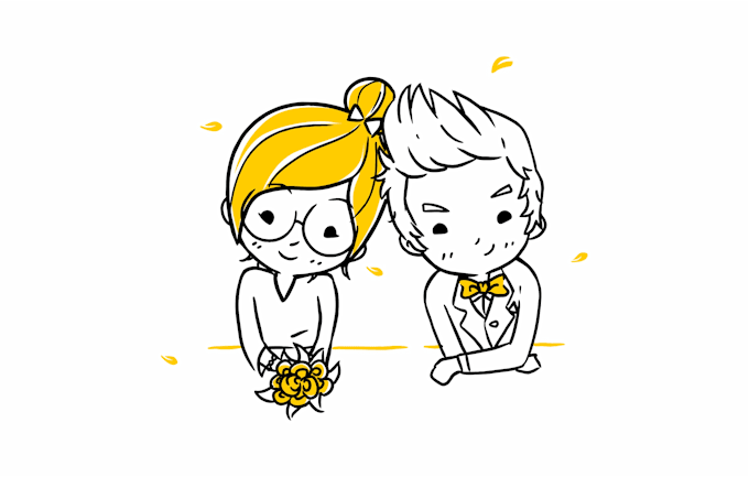 Draw Cute Cartoon Your Wedding Or Couple Character By Lazymonkey