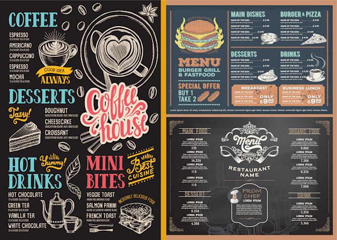 do restaurant menu design, catering menu card, digital menu