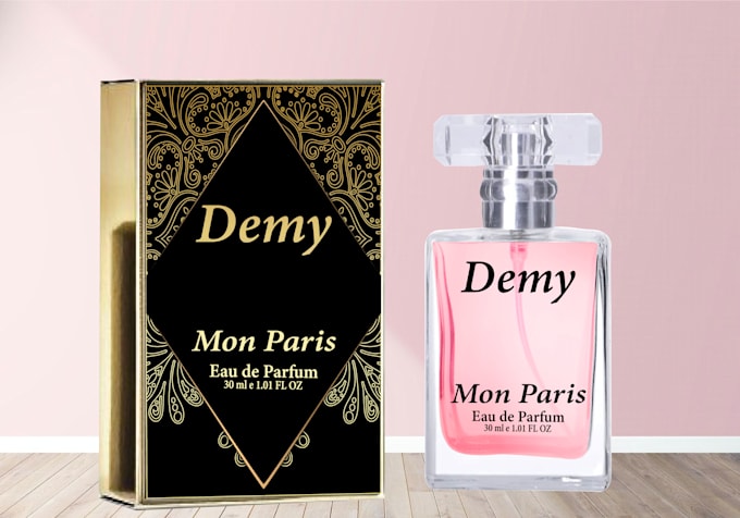 luxury perfume packaging with logo and label design