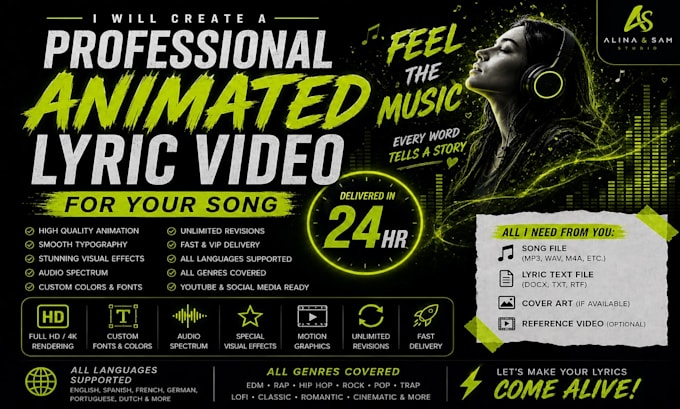 create a professional animated lyric video for your song