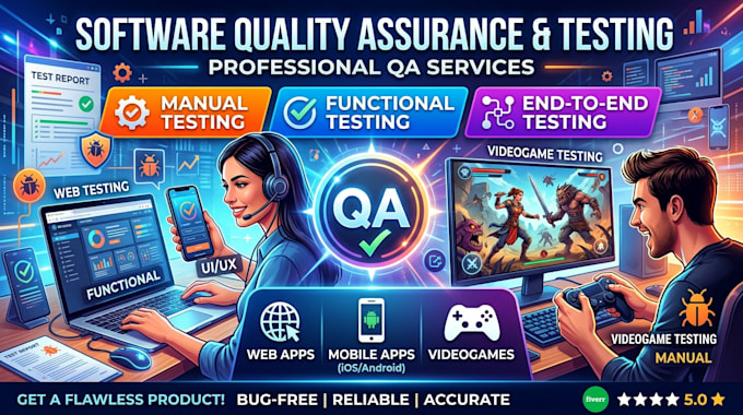 test your game, website, mobile how functional, e2e, manual
