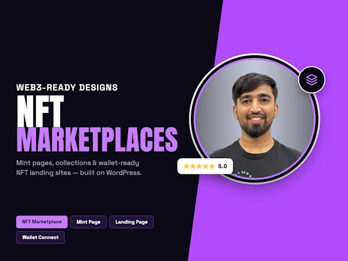 design nft website, nft marketplace, nft landing page on wordpress