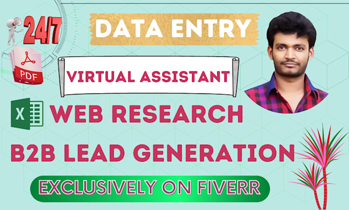 be your virtual assistant for web research and data entry