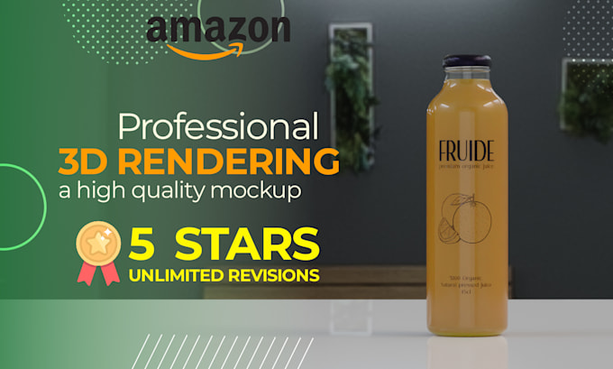 do 3d bottle mockup rendering for listing image or amazon