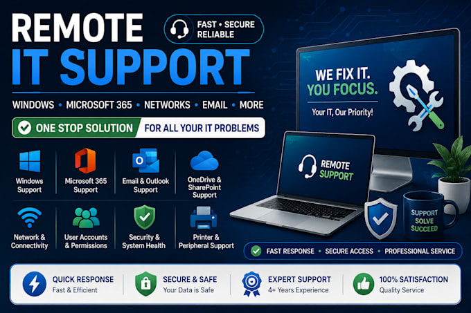 provide remote IT support for windows, microsoft 365, and networks