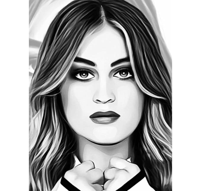 Create a detailed vector art portrait black and white by