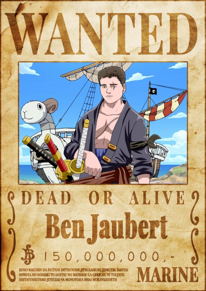 Turn your photo into one piece anime wanted poster bounty by Lilipaintart