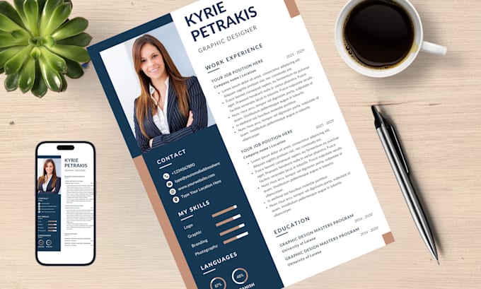 make professional CV, infographic resume, cover letter design on canva