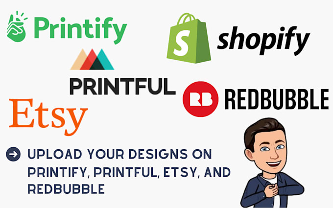 upload your products on printful, printify, shopify and etsy