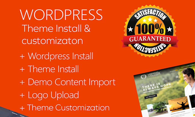 install wordpress theme setup demo and customize the website