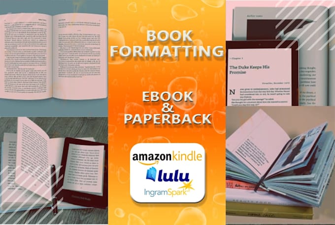 do book formatting for amazon KDP, lulu and ingramspark