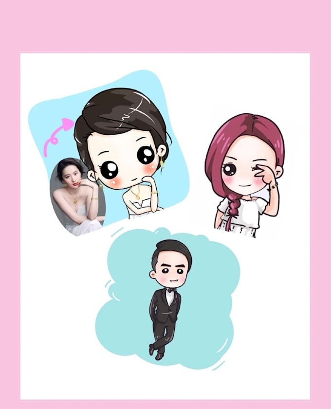 draw you cute cartoon portrait