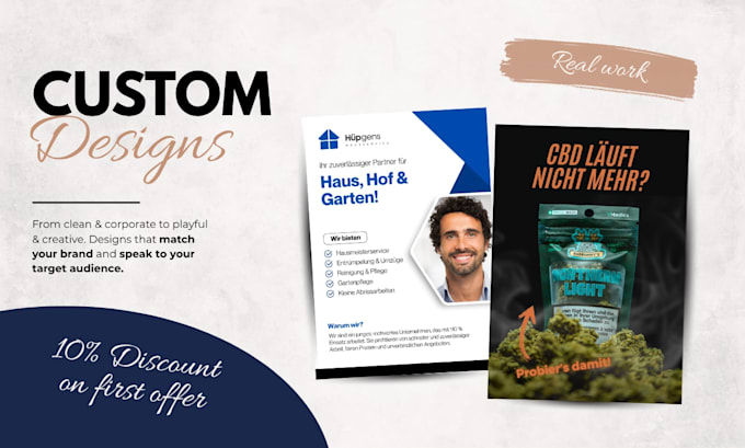 design a professional flyer, poster or postcard, no ai, human made