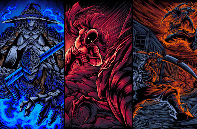 draw anime tshirt and fanart with a dark art style