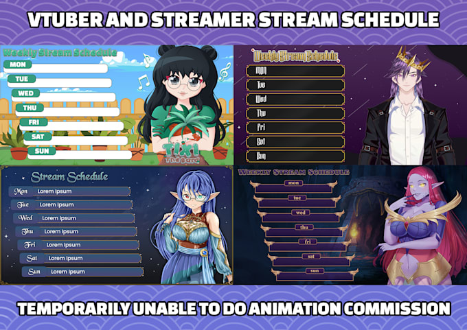 design awesome stream schedule for vtuber or streamer