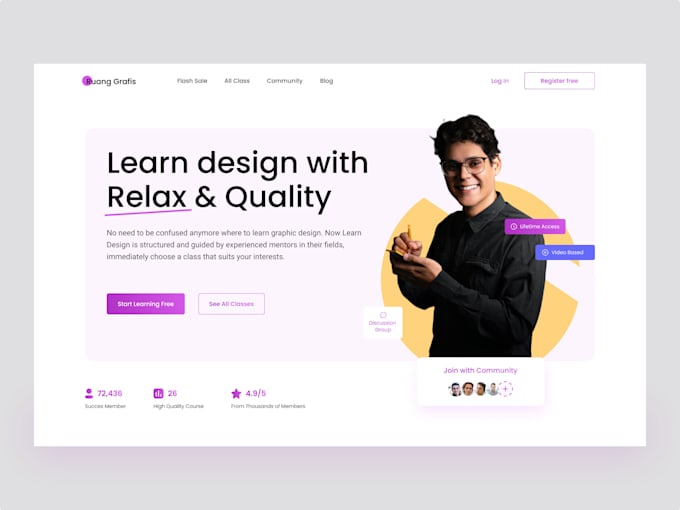 Create a professional clean ui ux landing page using figma by ...