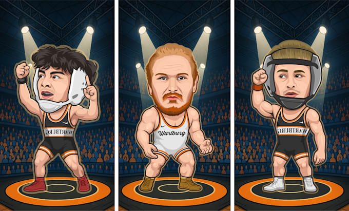 draw sports cartoon with big head or caricature style