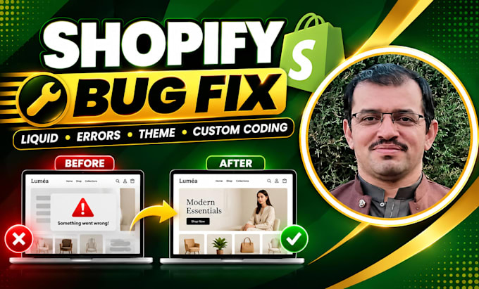 fix shopify bugs, errors, liquid code and theme issues