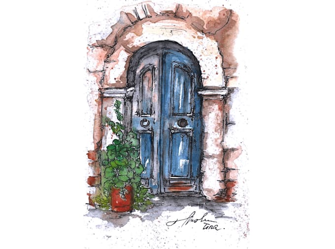 create a hand drawn building illustration