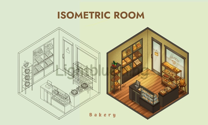 draw 2d isometric room or house