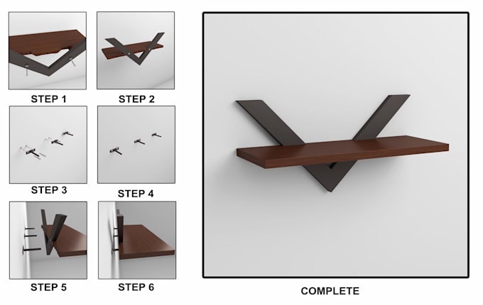create 3d and rendering video assembling furniture products