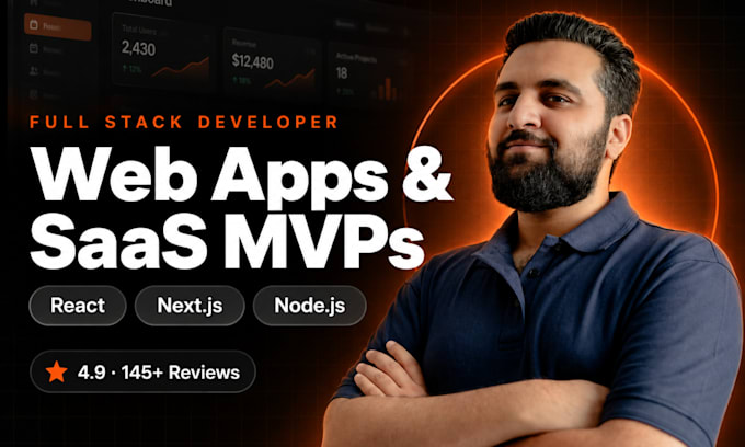 build full stack web app, saas mvp, crm react next js node as software developer