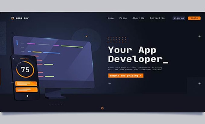 Create responsive websites in html, css javascript, react js, python ...