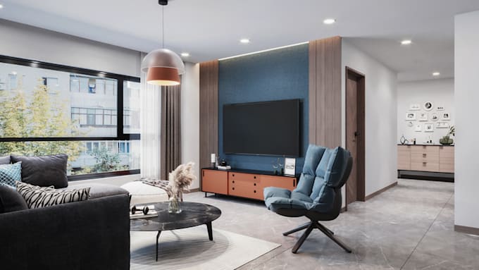create a 3d rendering of your interior design