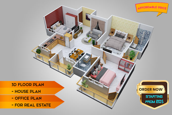 make 3d floor plan 3d rendering interior design