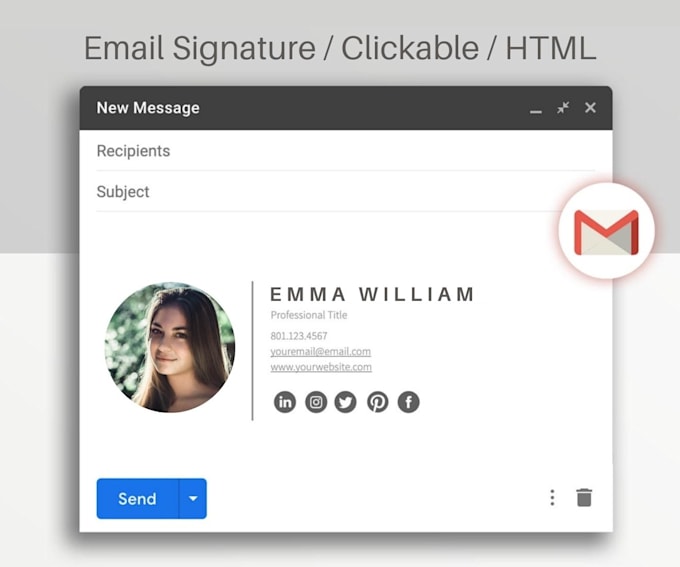 create professional clickable email signature for gmail, etc
