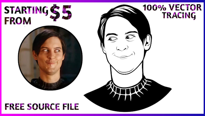 Draw a black and white vector portrait of your face in 6 hours by ...