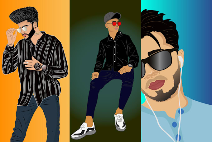 draw an awesome digital cartoon vector portrait of full body