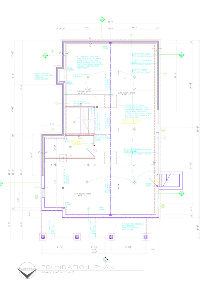 draw architectural plans, elevation, section in autocad