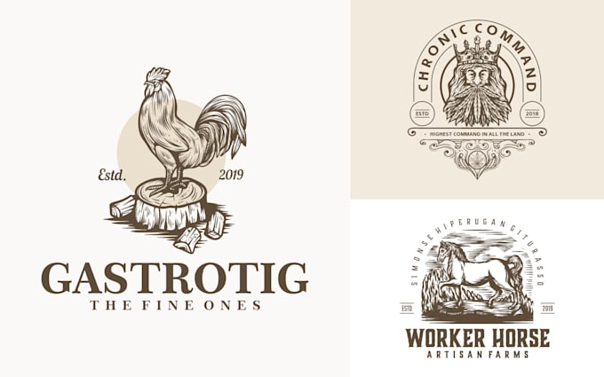 create a retro vintage hand drawn logo design illustration